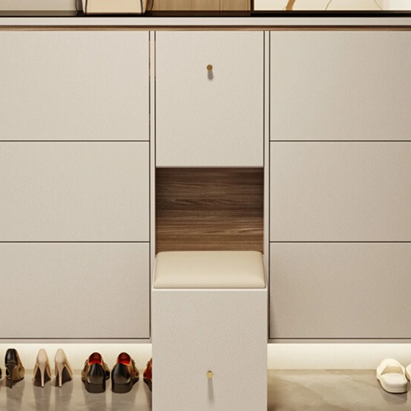 

Italian minimalist and ultra-thin shoe cabinet, extremely narrow 17 with shoe change stool at the door of the home, and the entr