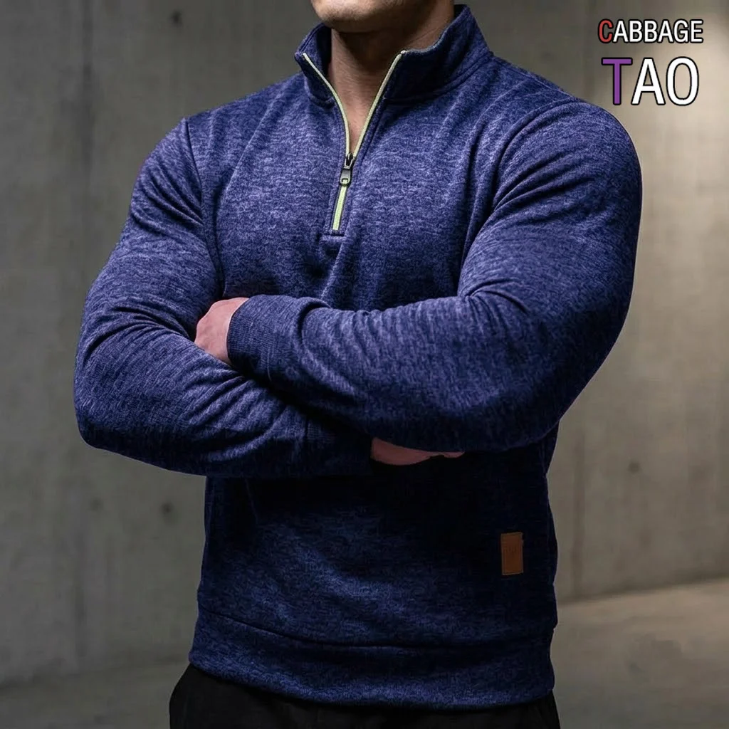 Mens Mock Neck Half Zip Pullover Sweatshirts Lightweight Long Sleeve Sweatcoats Autumn Casual Sport Turtleneck Shirts for Men