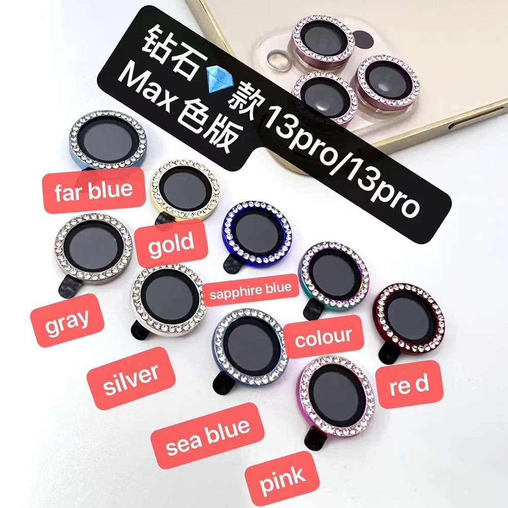 Hot! Single Row Diamonds Camera Lens Decorative For iPhone 13 12 11 Pro Max mini Len Film Protector Glass Back Ring