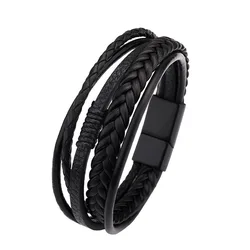 Men Leatheroid Bracelets Multilayer Braided Rope Bracelets for Man Jewelry Bracelet Homme