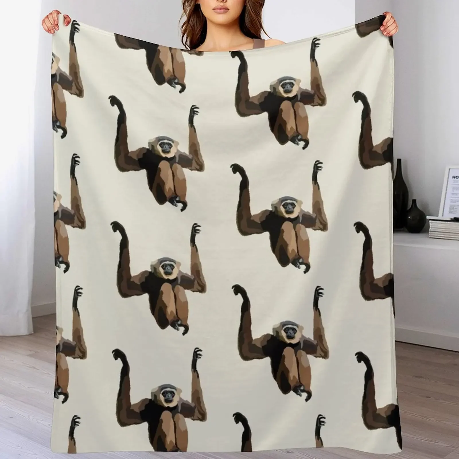 A is for Agile Gibbon Throw Blanket Hairy For Decorative Sofa Luxury Brand Blankets