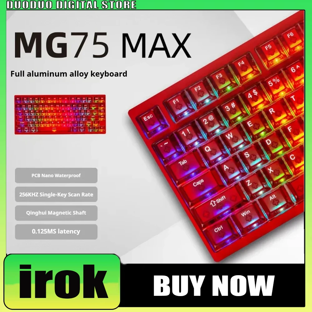 

Irok Mg75 Pro Max Mechanical Keyboard Magnetic Switch Rgb Hot Swap Aluminum PC 0.005 RT Quick Dismantling Structure Custom Gifts