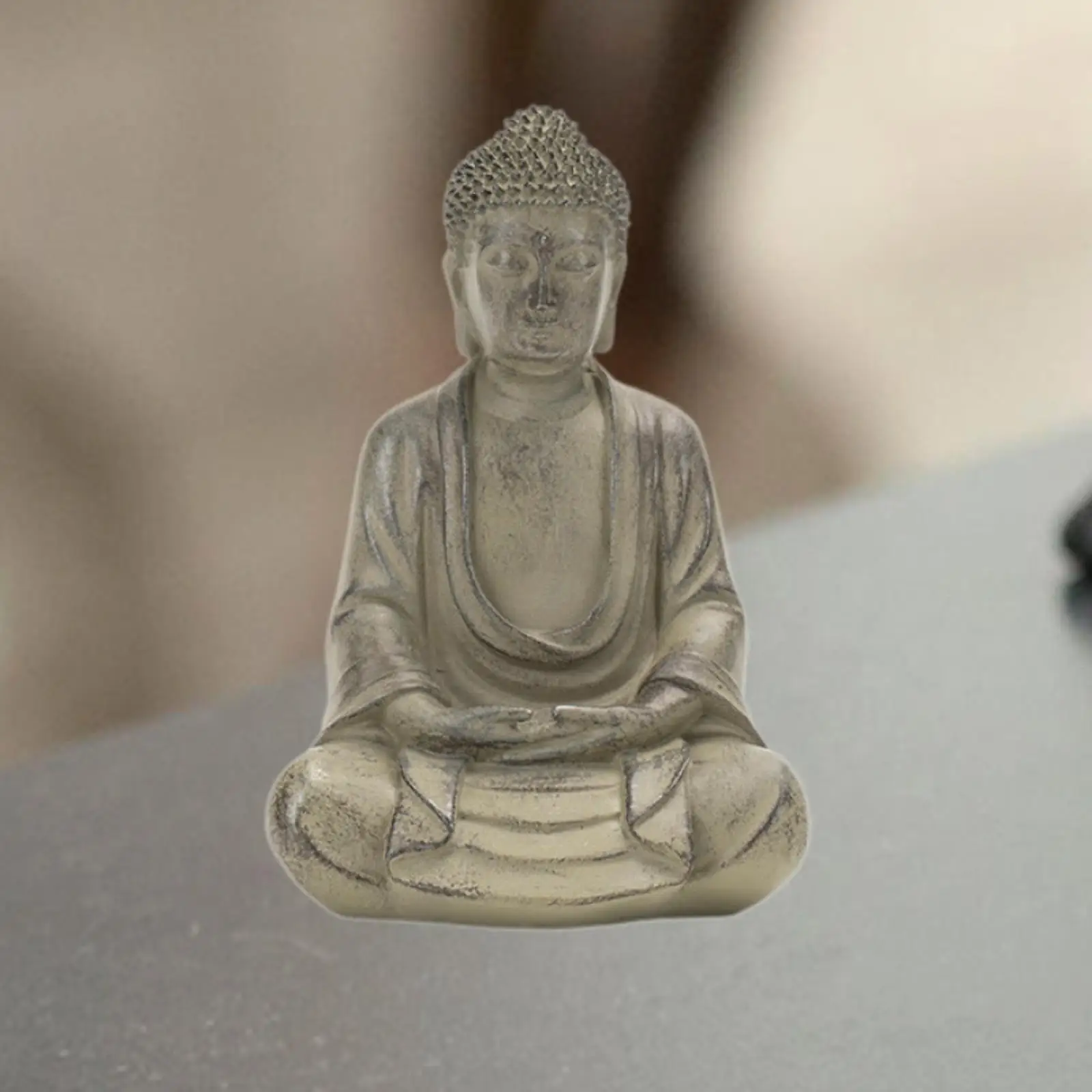 Resin Sitting Buddha Figurine Handmade Craft for Bedroom Multifunctional