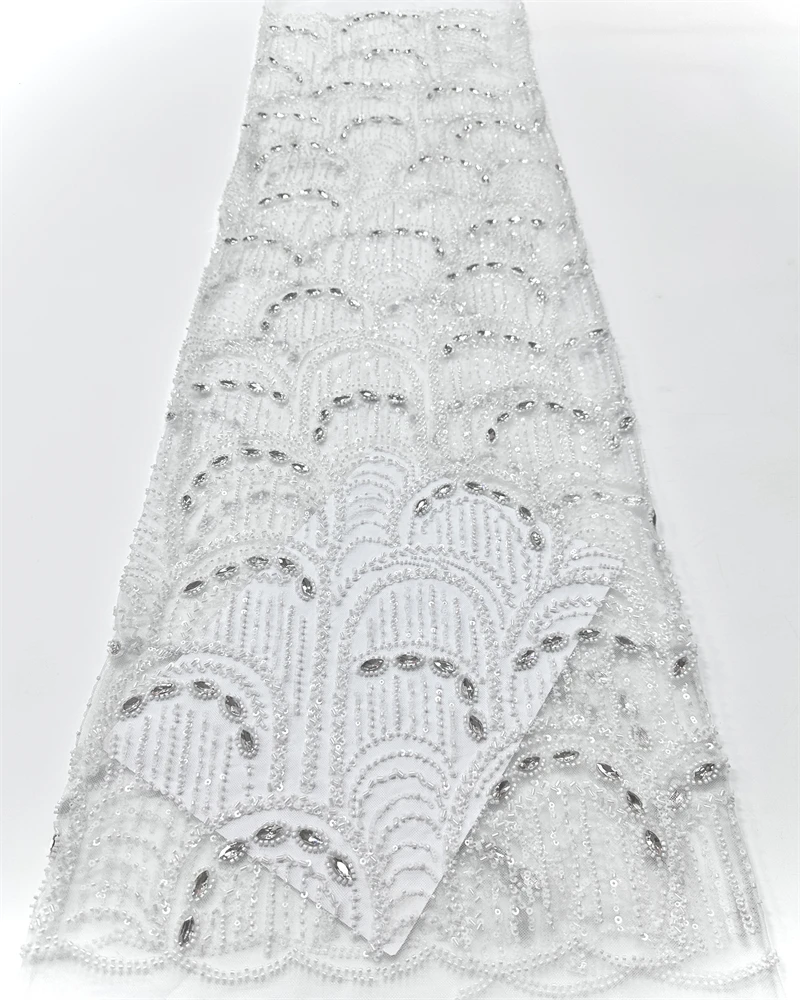 

Африканская 2026 кружевная ткань с бисером, французская 5 ярдов, тюль, сетка с блестками, вышитая кружевная ткань, свадебное праздничное платье