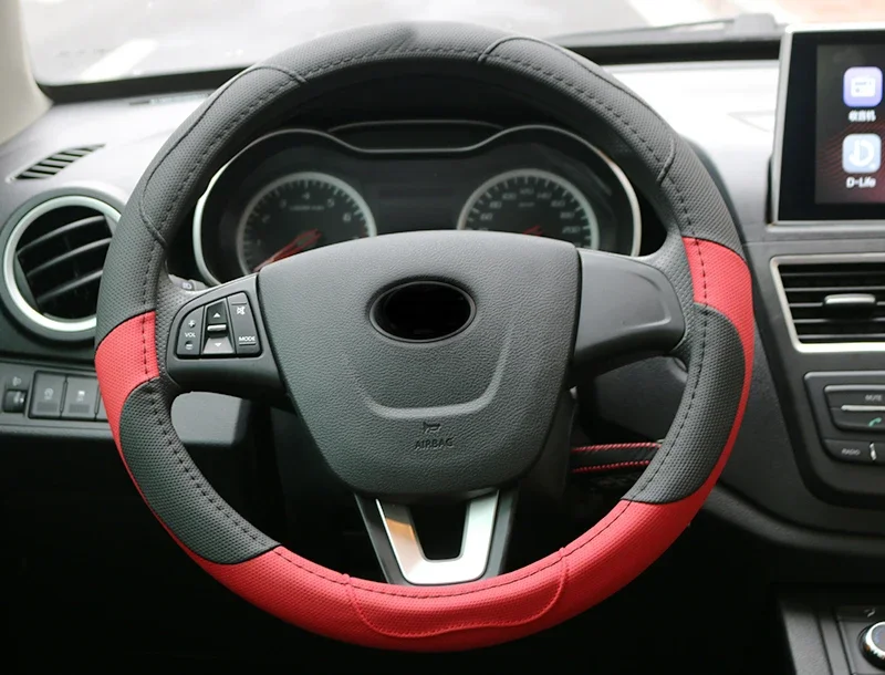 1 قطعة 38 سنتيمتر ل FAW BESTURN X40 X80 B50 B70 B90 أربعة مواسم الطبقة الأولى الجلود غطاء عجلة القيادة #1