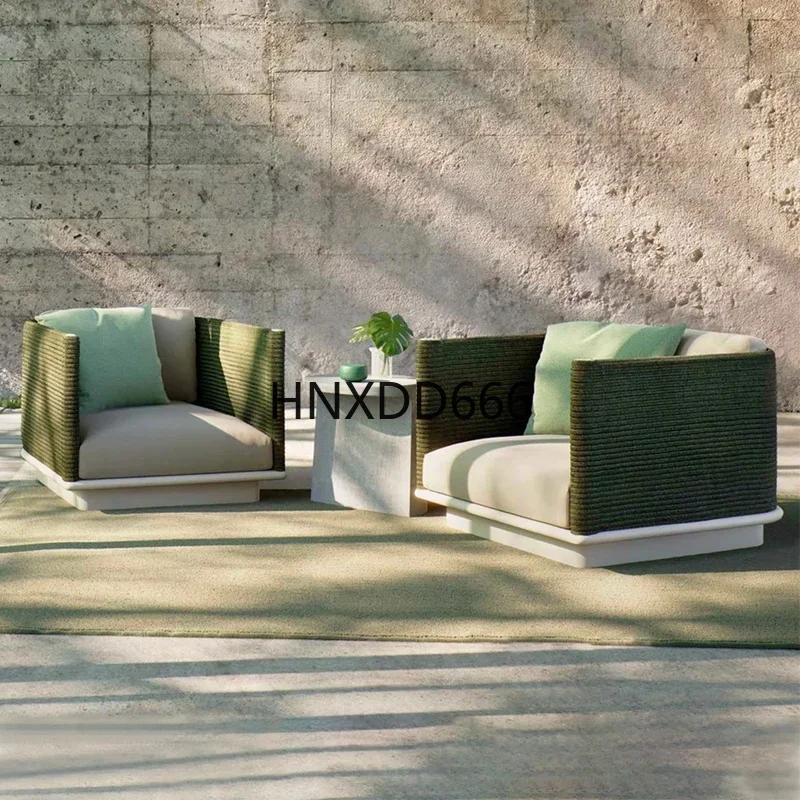 Outdoor Rattan Garden Sofa with Rain and Sun Protection for Courtyard Villa Large Apartment Terrace Sun Room