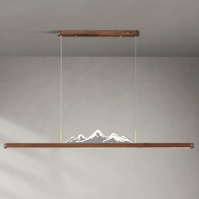 

New Chinese tea room chandelier walnut, Yunshan simple Zen designer tea table restaurant bar lamp