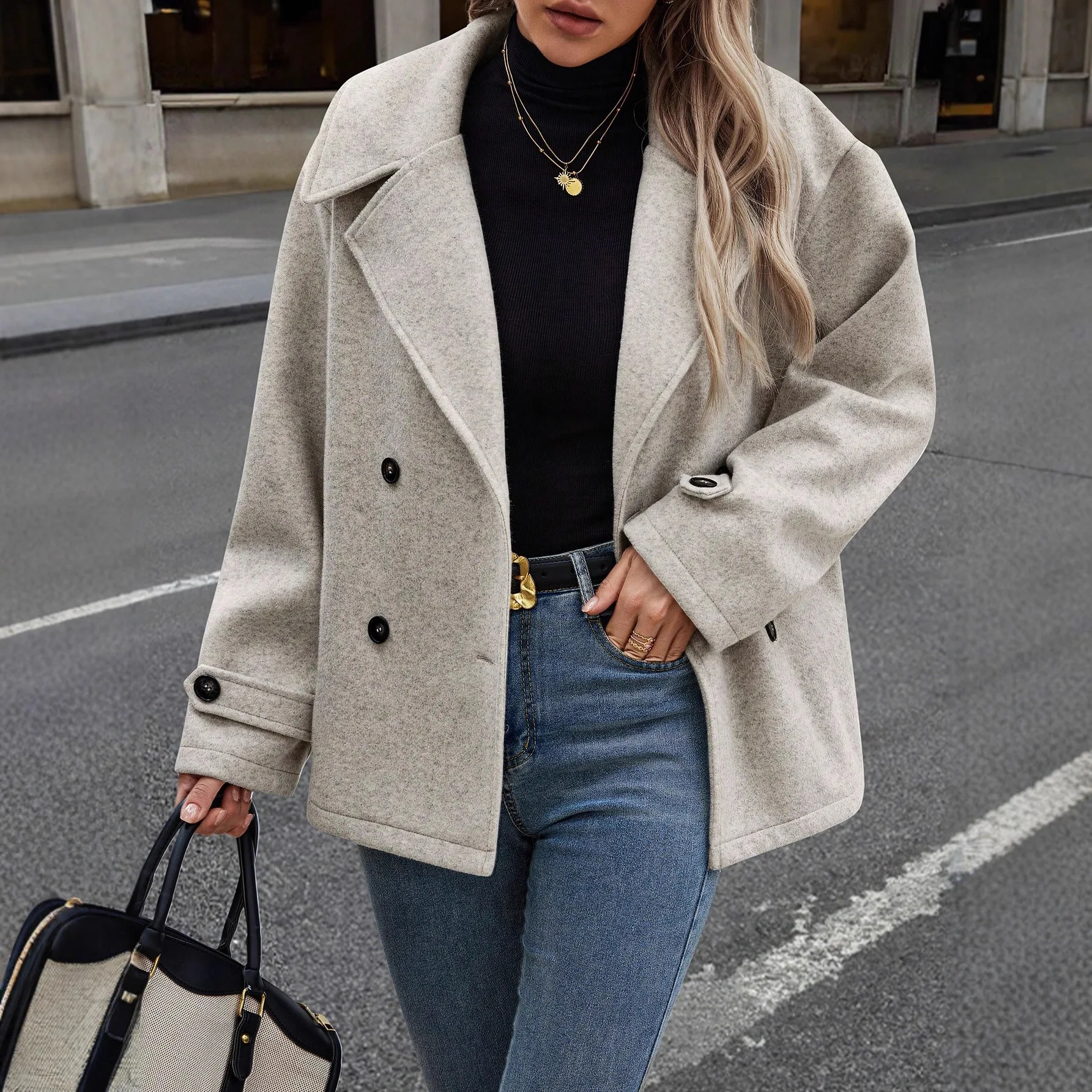 

Модное шерстяное пальто, удобное пальто большого размера на заказ, осенне-зимнее женское пальто, толстая уютная изысканная куртка