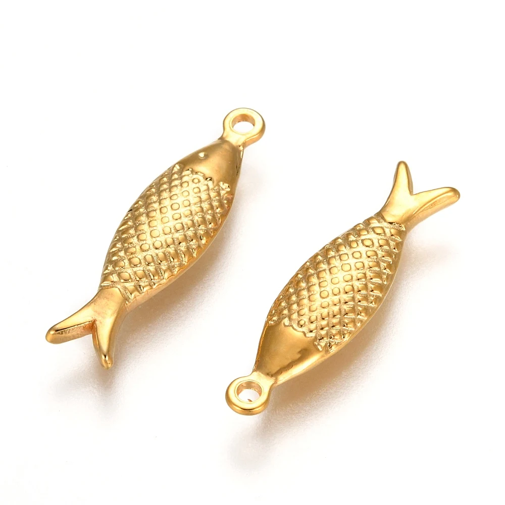 PandaHall 10 Stück Anlaufgeschützter 304 Edelstahl Schlanker Realistischer Fisch-Anhänger, 21x6x2,5mm, 1,5mm Loch für Schmuckherstellung ﻿ – Detail 2