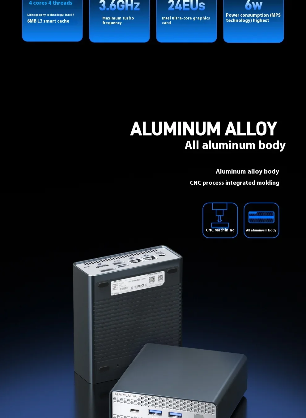 MAIYUNDA M1S Intel N150 Mini PC NAS Server DDR5 4800 4×M.2 NVMe Dual Intel i226-V 2.5GbE Mini PC Home Server No WiFi No BT
