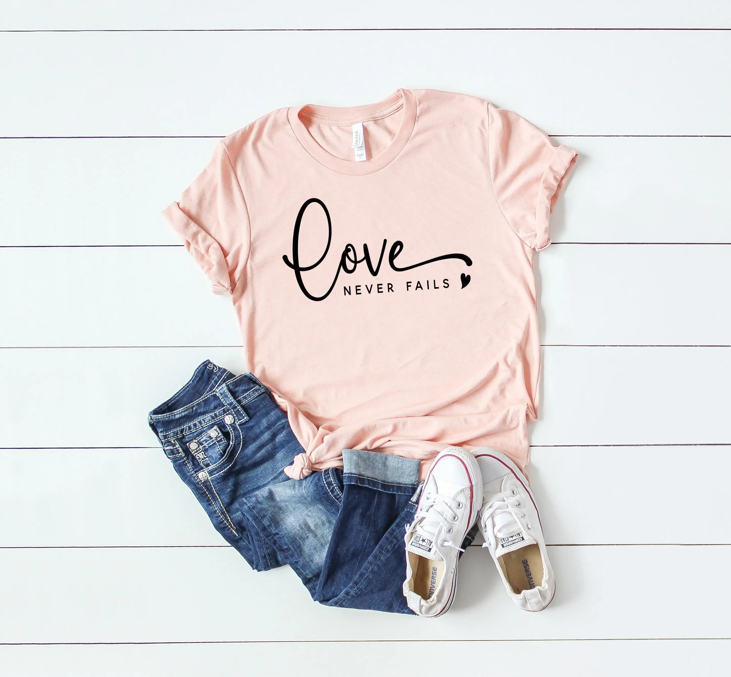 Love Never Fails T Shirt Religious Valentines Day Be Mine for Her