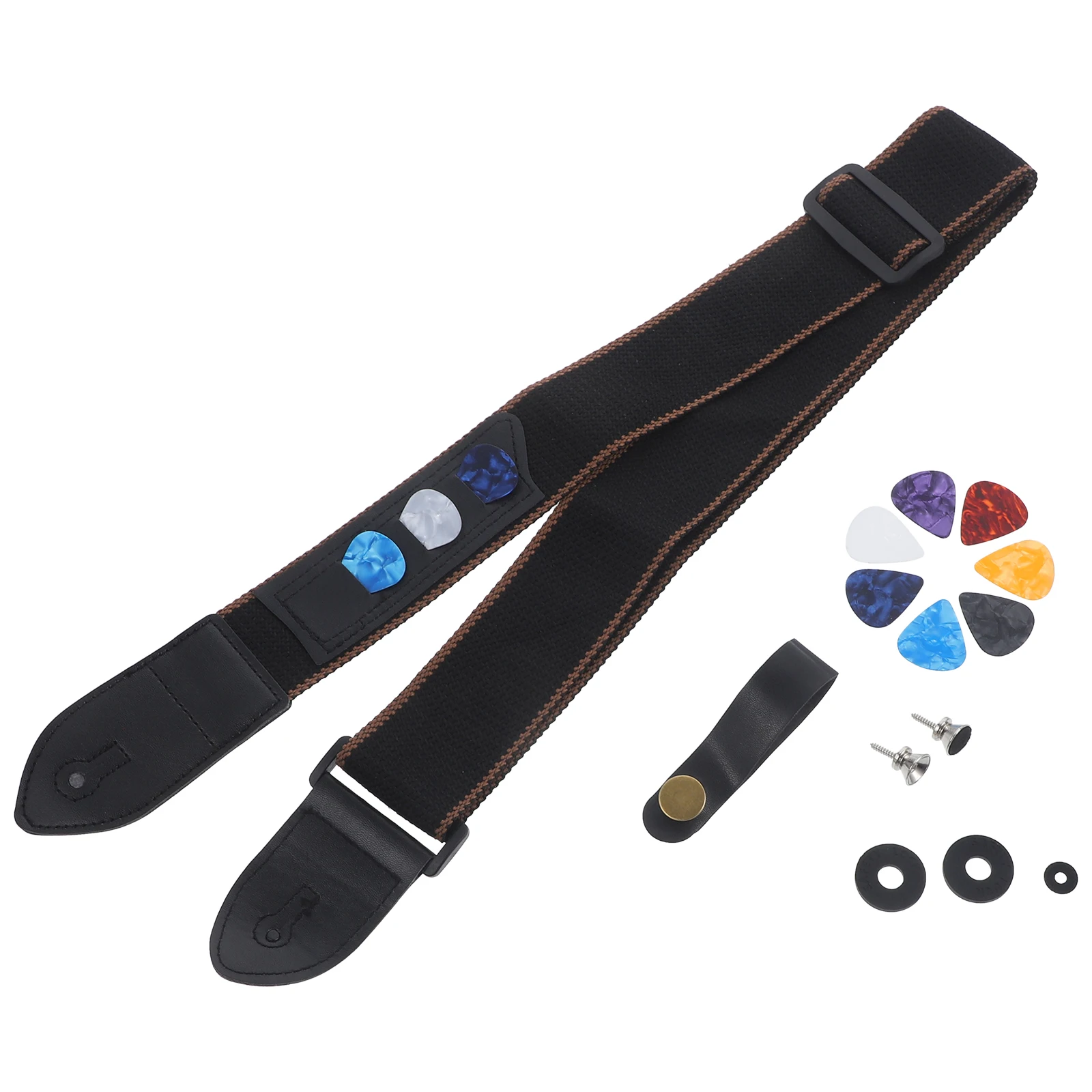 

Guitar Strap Kit Classical Locking Instrument Cotton Bass Musical Straps Supplies Durable Lightweight Portable Guitar Parts