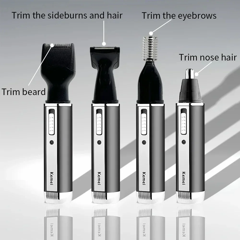 Kemei KM-6630 4-in-1 Professional Electric Rechargeable Nose & Ear Hair Trimmer Shaver for Men\'s Personal Care Tools Trimmer