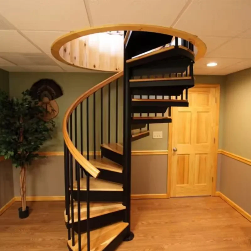 Custom.Top Quality Curved Timber Stairs High End Rustic Staircase Metal Staircase Home And