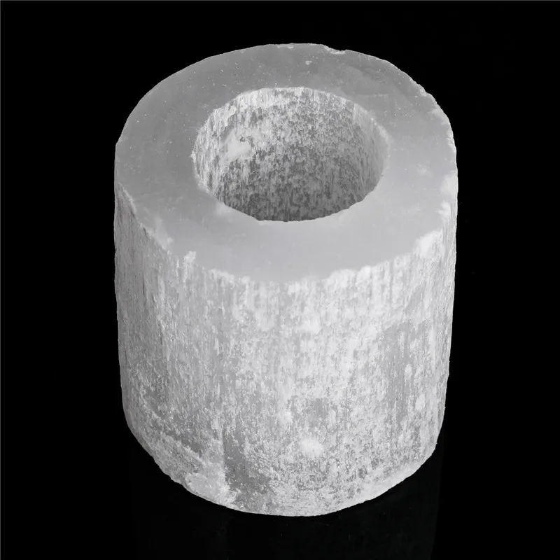 

Natural Selenite candle holder white Gypsum candlestick Crystal stones Home Decor Party Wedding Dinner Decoration