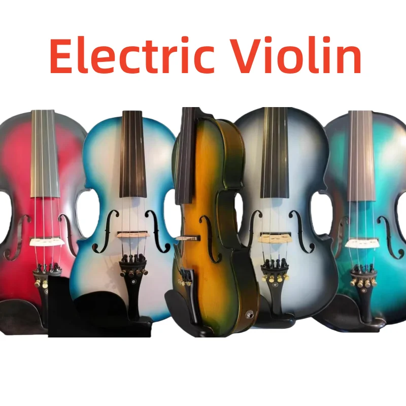 Excellent Electric Violin Full Size different colors electric & acoustic professional violin 4/4 with full kit