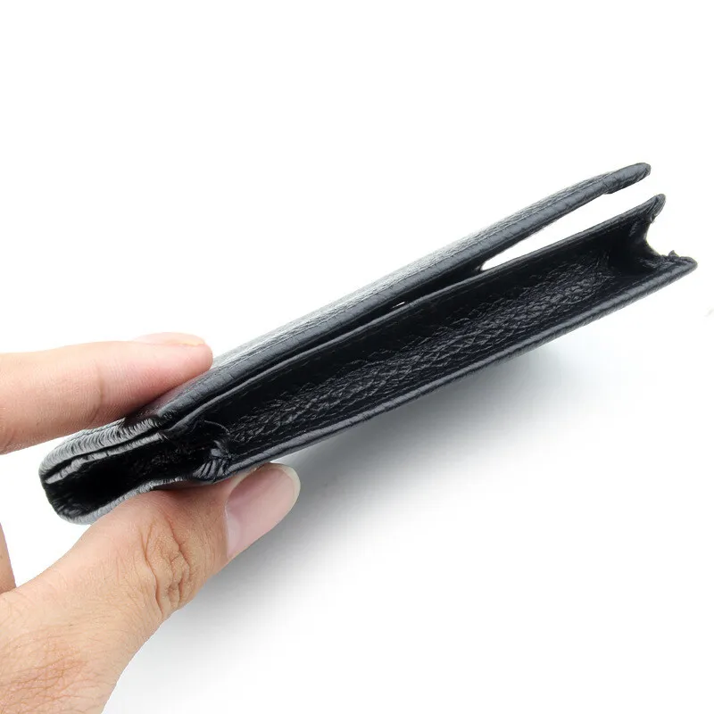 NEW 2024 Genuine Leather Wallet Ultra-thin Fold Unisex Purse Credit Card ID VIP Bank Slim Bag Simple Business Card Holders