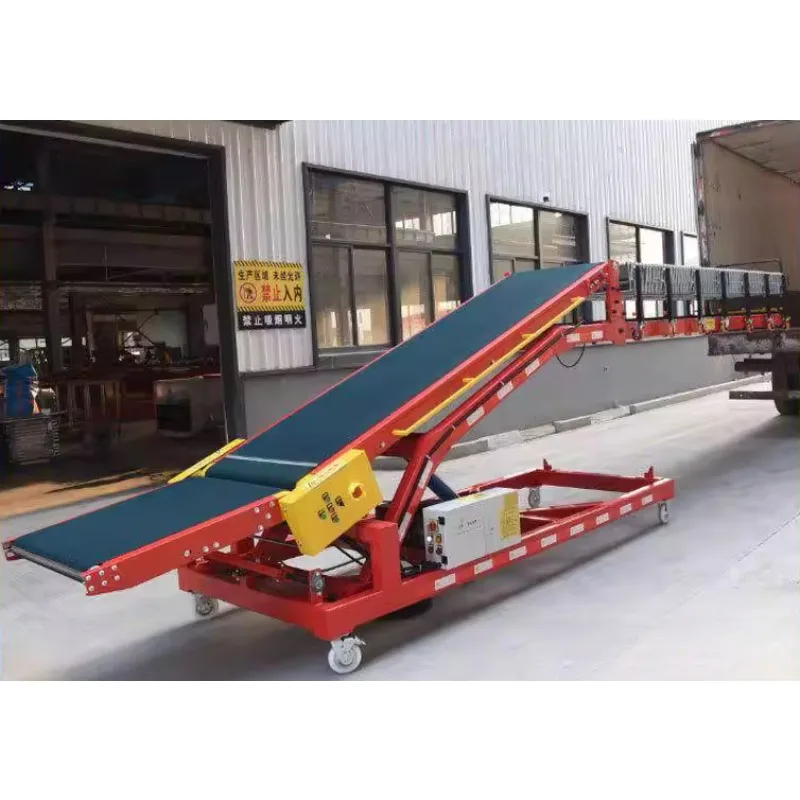 ناقل الحزام المائل للرفع الهيدروليكي الأوتوماتيكي مع أسطوانة مرنة لتحميل وتفريغ الشاحنة