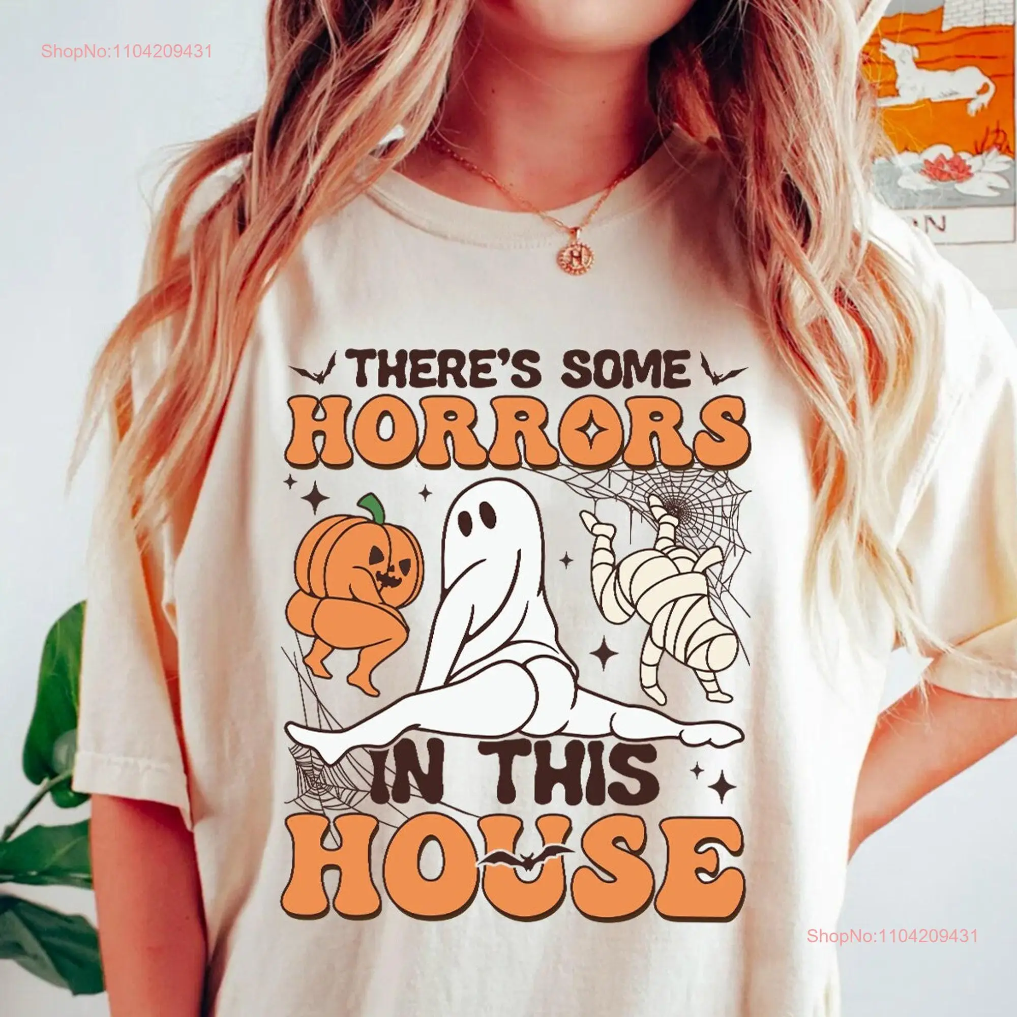 There's Some In This House SweaT T Shirt Funny Halloween Retro Pumpkin Festival long or short sleeves