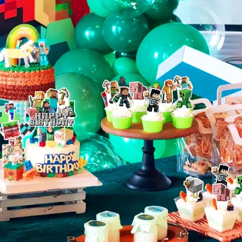 25pcs Minecraft Cartoon Cake Topper Cupcake Toppers for Kids Birthday DIY Decoration Theme Party Kids Gifts Cartoon Supplies view 2