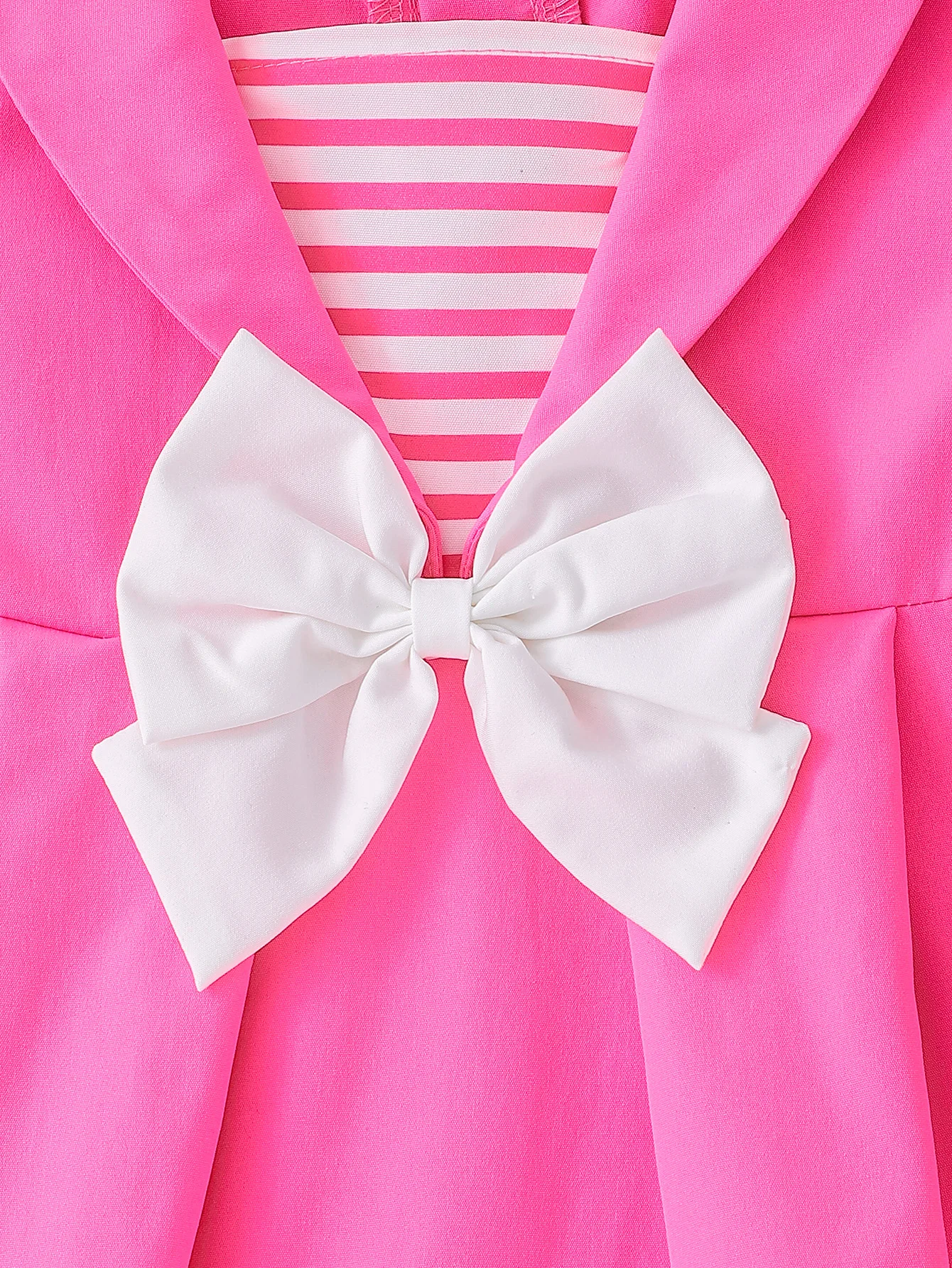 Girls Pink Navy Princess Dress Spring Autumn Sweet Style Faux Two-Piece Design with Large Bow Decoration Children's Clothing