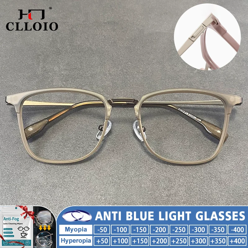 CLLOIO New Fashion Men Custom Prescription Optical Reading Glasses Comfortable High Quality Anti Blue Light Clear Myopia Eyeware