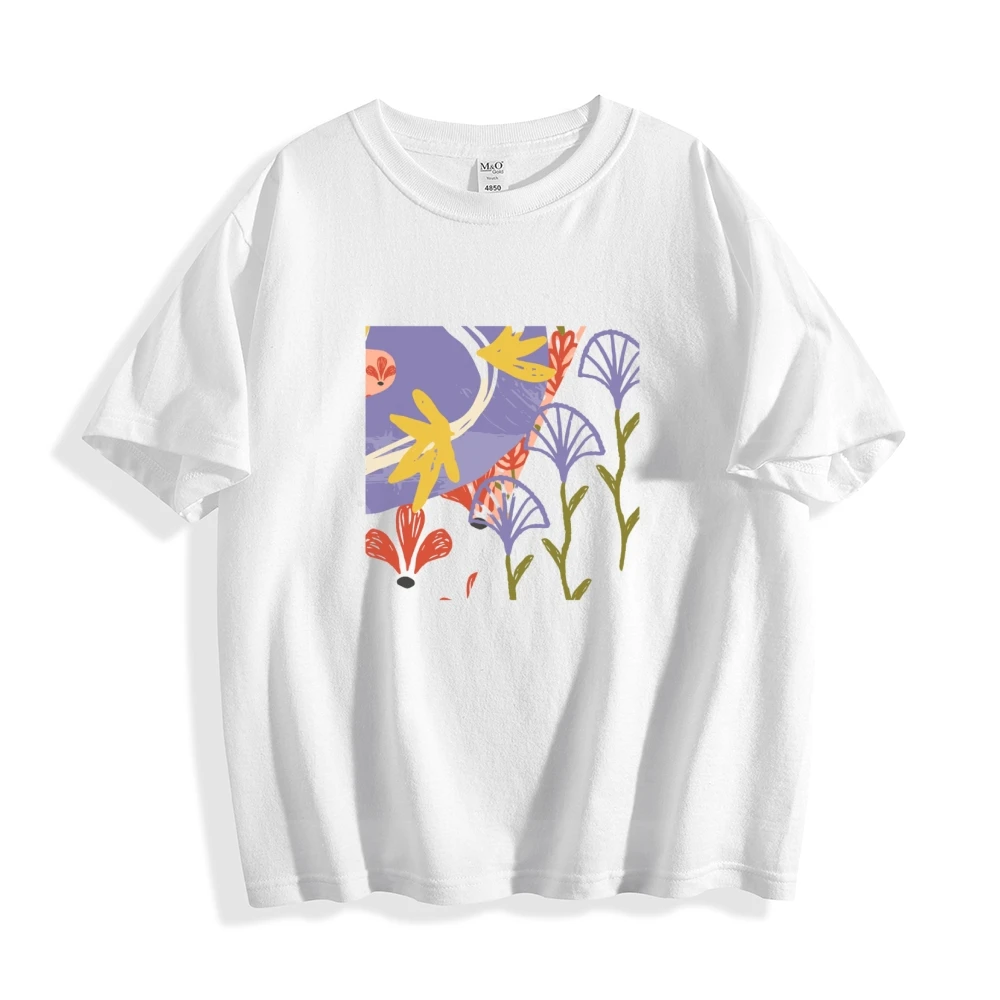 Ropa de calle con gráfico artístico, camisetas, vestido de camiseta de tendencia para mujer, comodidad informal, algodón, estilo gráfico Retro de gran tamaño, verano