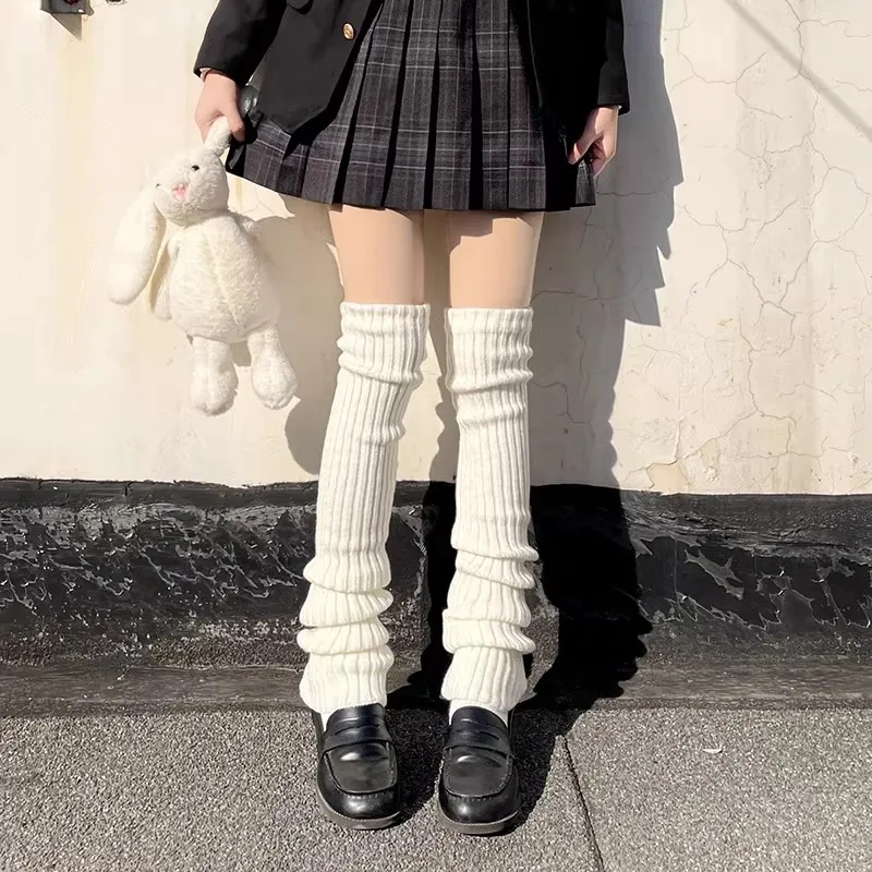 

Stretchy Knitted Leg Ankle Warmers Schoolgirls JK Lolita Knee High Socks Autumn Winter Crochet Boot Cuffs Gothic Streetwear