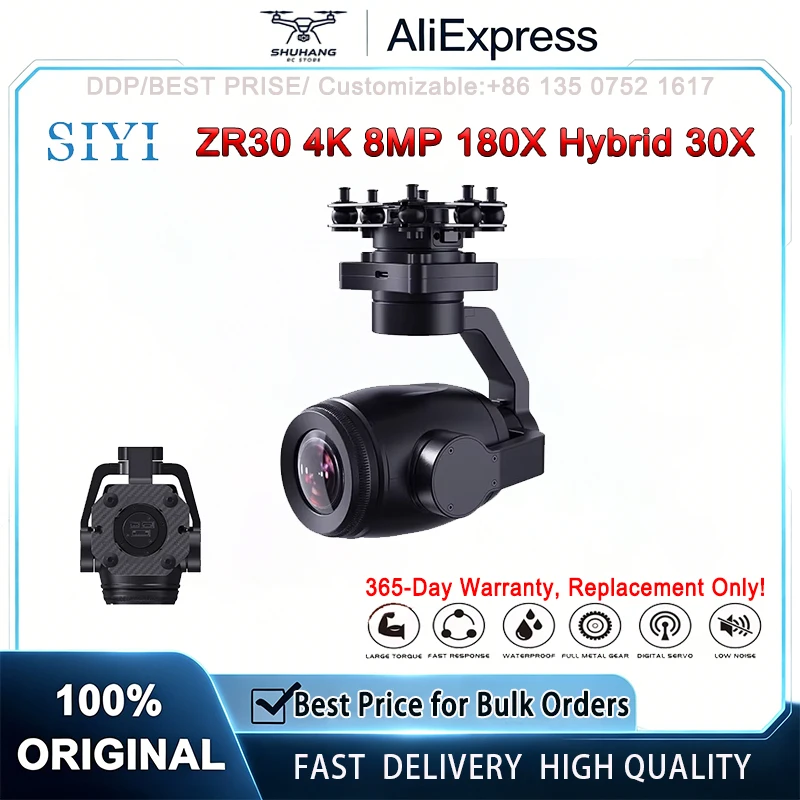 SIYI ZR30 4K 8MP 180X Hybrid 30X Optical Gimbal Camera 3-Axis Stabilizer Sony CMOS HDR Starlight Night Vision for UAV