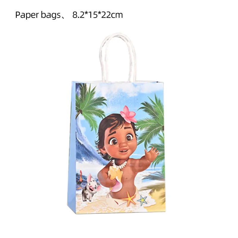 Disney Moana Party Gift Packing Bag Cartoon Moana Princess Party Kraft Paper Bag Girl Birthday Party Decoration Baby Shower