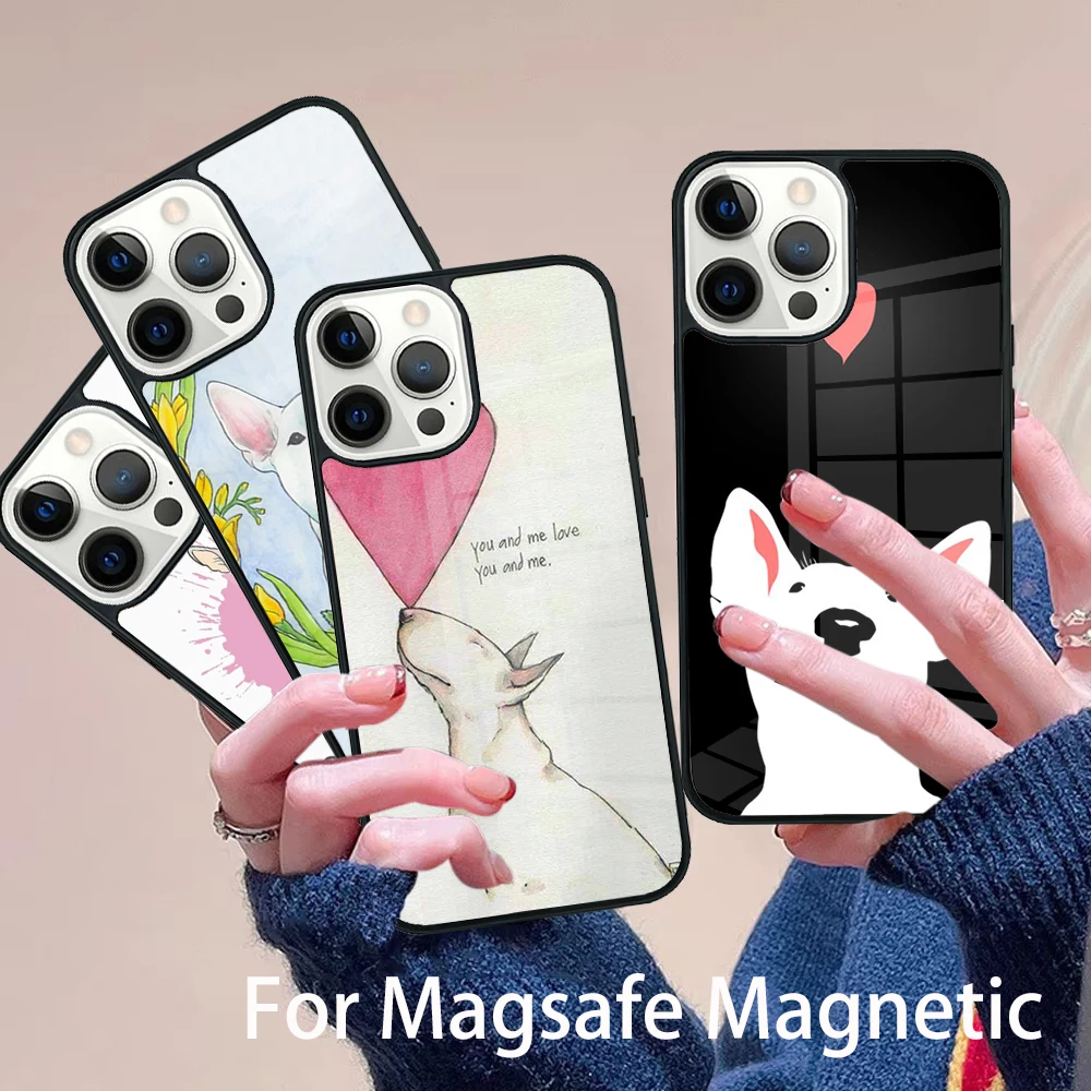 

Bullterrier Bull Terrier dog Phone Case Magesafe Magnetic Wireless Charge Cover For IPhone 16 11 12 13 14 15 Pro Max Plus Mini