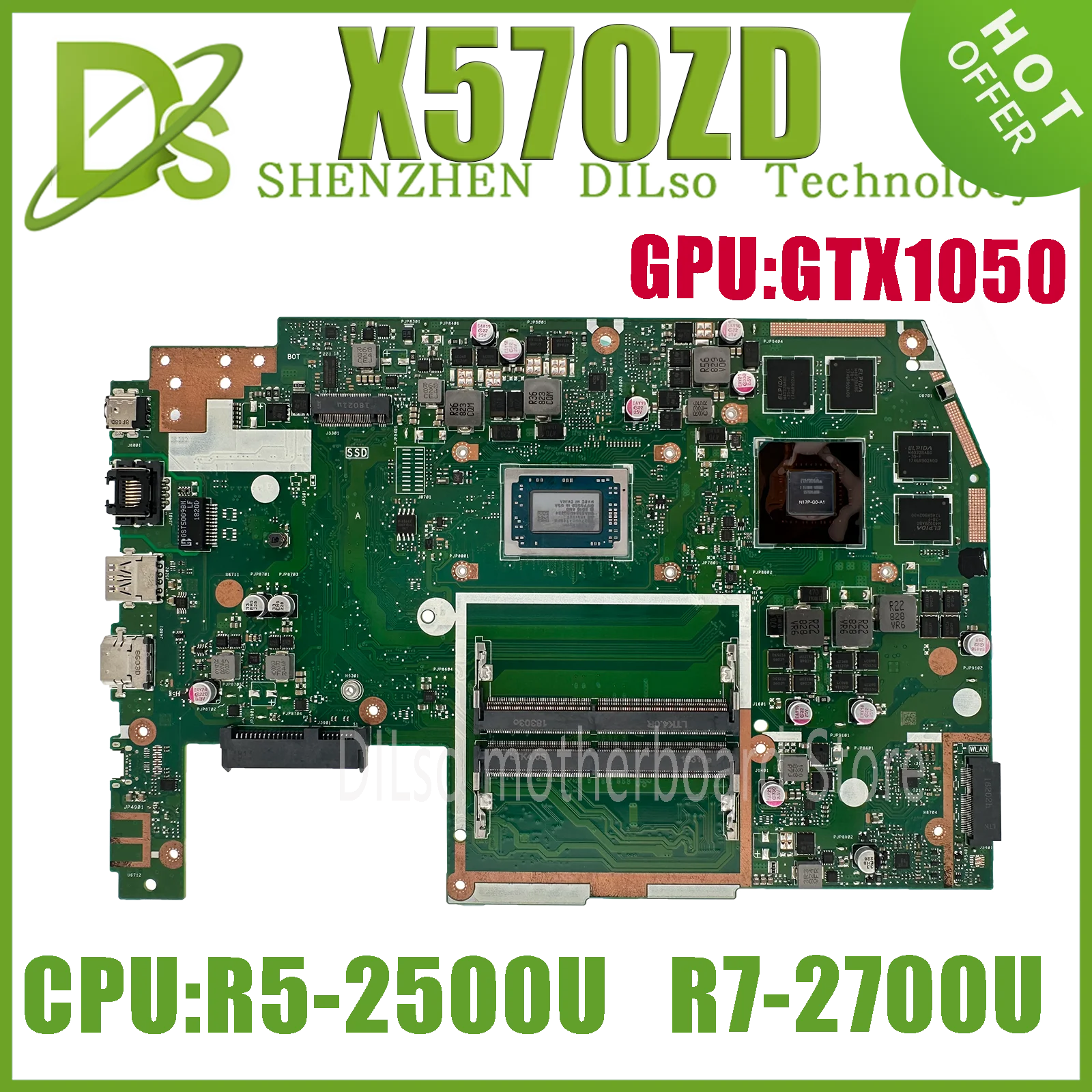 

KEFU X570ZD Mainboard With R7-2700U R5-2500U GTX1050 For ASUS TUF X570DD K570ZD YX570Z YX570ZD Notebook Motherboard 100% Test