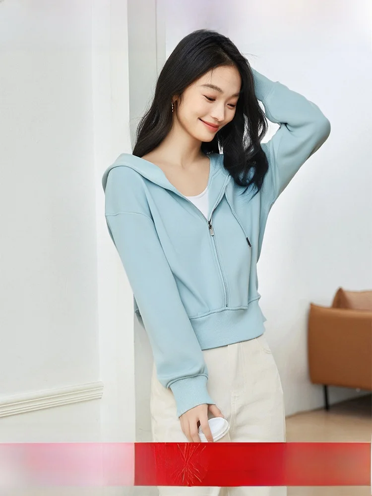 

Casual ort Hoodie Jaet Women's Spring Autumn New Loose Zipper Long Sve Top Cotton Polyester Spandex Blend Regular Fit