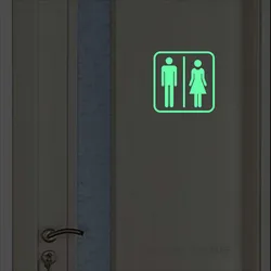 Toilet Sign Glow in the Dark Bathroom Wall Sticker WC Door Label Luminous Sticker Hotel Shop Restaurant Restroom Indicate Decal
