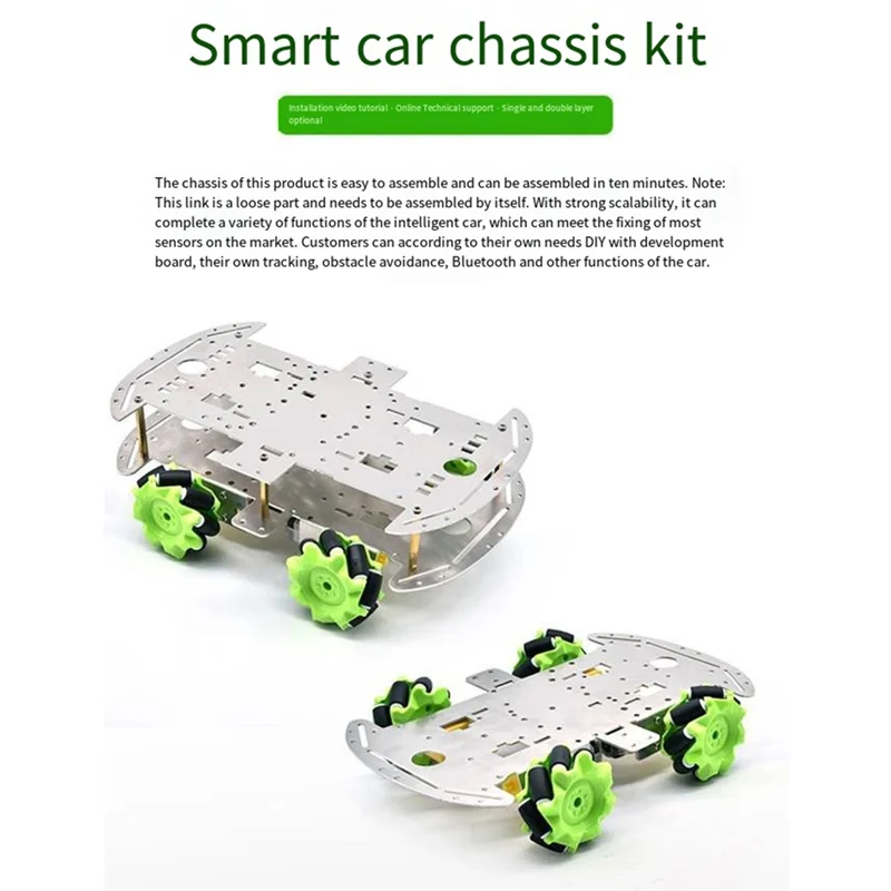 Abde-para diy keyestudio 4wd alumínio mecanum robô carro placa inferior de duas camadas para arduino robô peças de chassi duplo