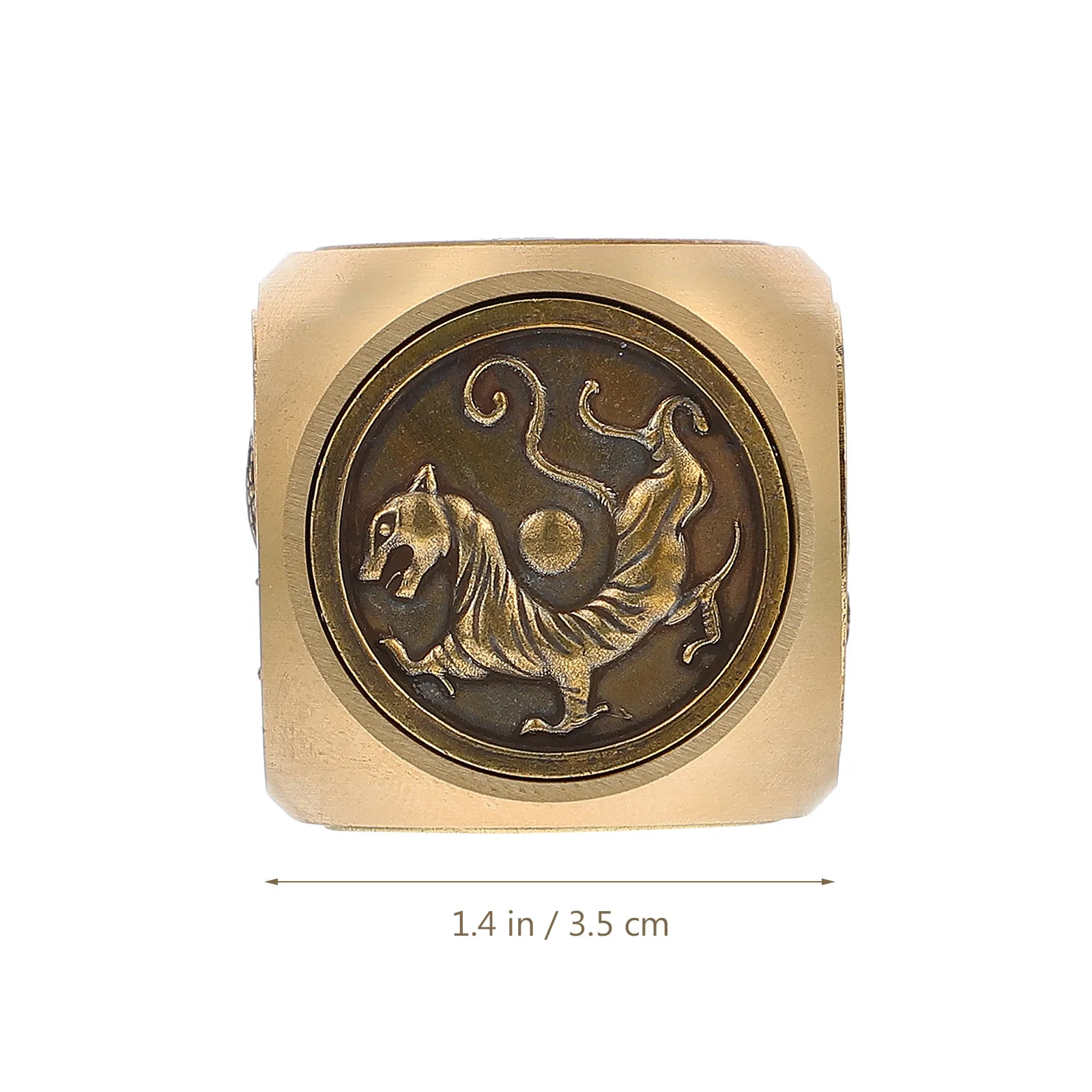 Six Sided Brass Desk Ornament Comfortable Handheld Fidget Toy Golden Tabletop Office Decor 1 Piece
