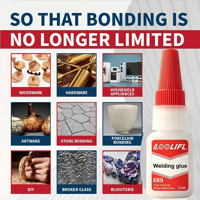 Loolifl1-7 689 Welding Glue Universal Strong Adhesive 140ml, Stronger Than Welding, Instant Bonding, Quick Fixation, Strong Waterproofing, Suitable for Metal, Plastic, Wood, Ceramics, Glass, DIY Repair Multi-Purpose Heavy-Duty Super Adhesive, Universal Welding Glue