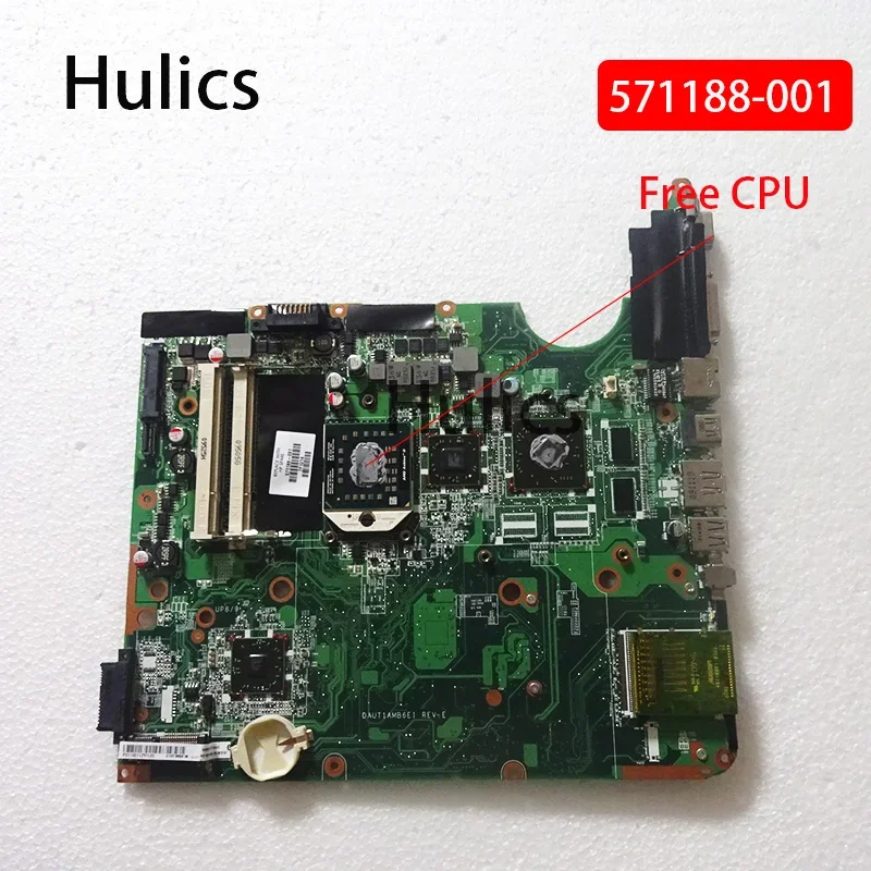 Hulics Used For HP DV6 DV6-2000 Laptop Motherboard 571188-001 Mainboard DAUT1AMB6E1 DDR2 Main Board