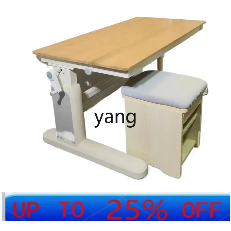 

LMM Elephant Leg Desk Lifting Writing Desk Household Solid Wood Red Oak