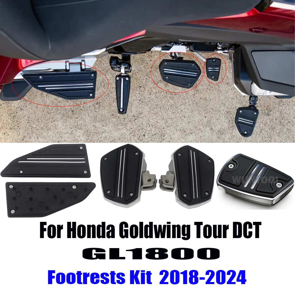 For Honda Goldwing GL1800 Accessories Footrests Kit Brake Pedal Cover Gold Wing Twin Rail Footrest GL 1800 Tour DCT Airbag 2018-