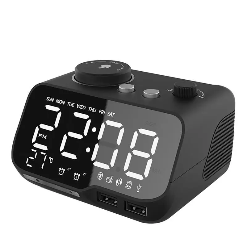 2023 New Alarm Clock With USB Charger LED Digital Alarm Clock With FM Radio, Bluetooth Speaker, Temperature, Nap Surprise Price