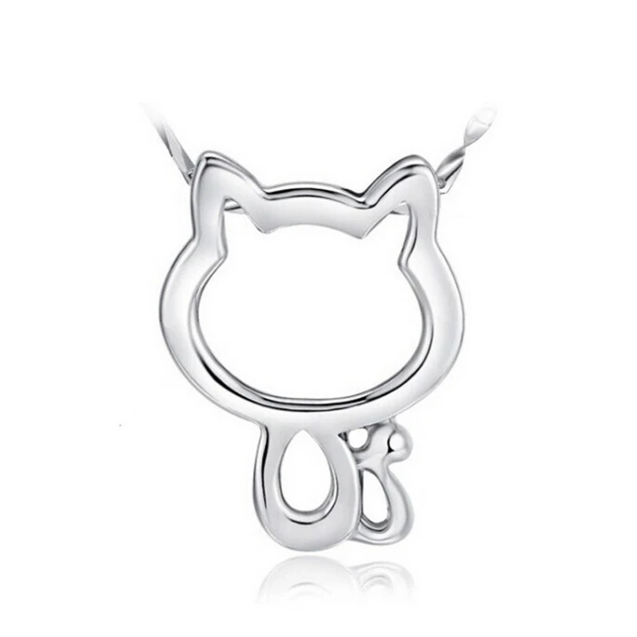 Fashion Silver Color Animal Dolphin Sheep Cat Pendant For Women Necklace Clear Zircon Crystal Charm Metal Jewelry