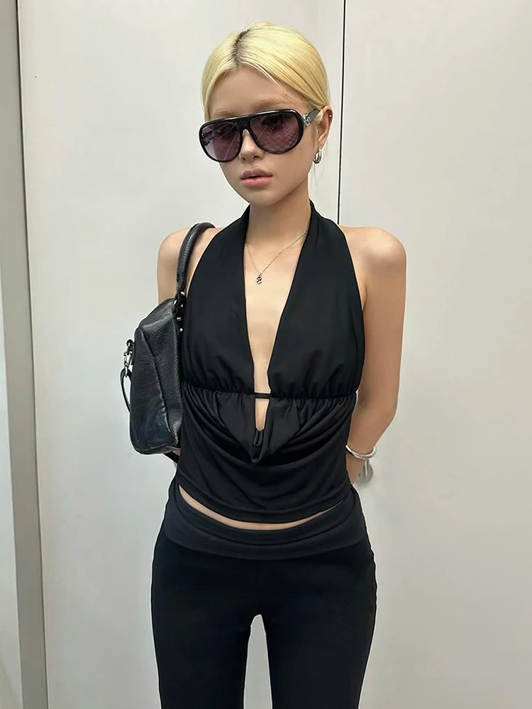 

Nibber Halter Vest Women Bandage Backless Sexy Skinny Midnight Hight Street Beach Party Hottie 2026 Summer Trend Wild Clubwear