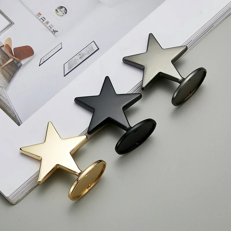 新しいクリエイティブなシンプルな洋服フック引き出しキャビネットドアハンドルスタームーン亜鉛合金ライト高級ハンドルフック