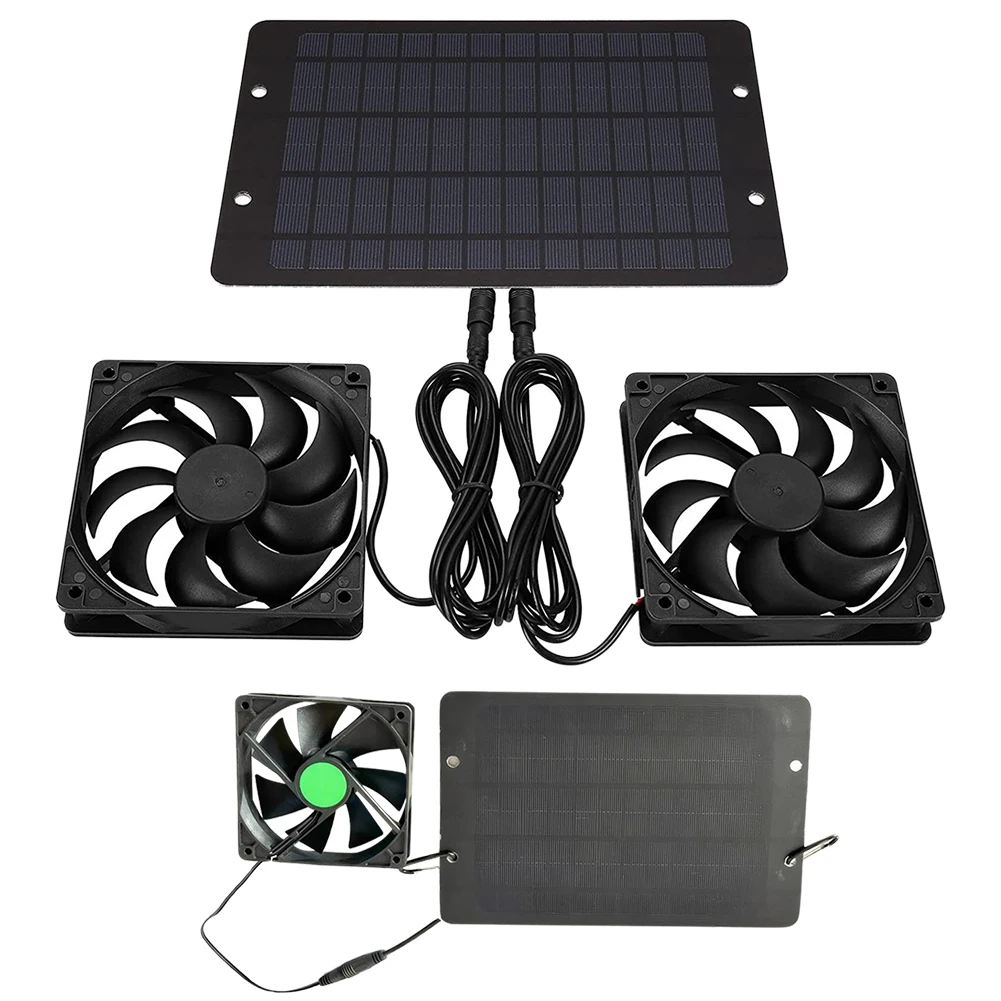 

12V 10W Solar Exhaust Fan Solar Panel Powered Fan Air Extractor Mini Ventilator Silent Fan for Dog Chicken House RV Greenhouse