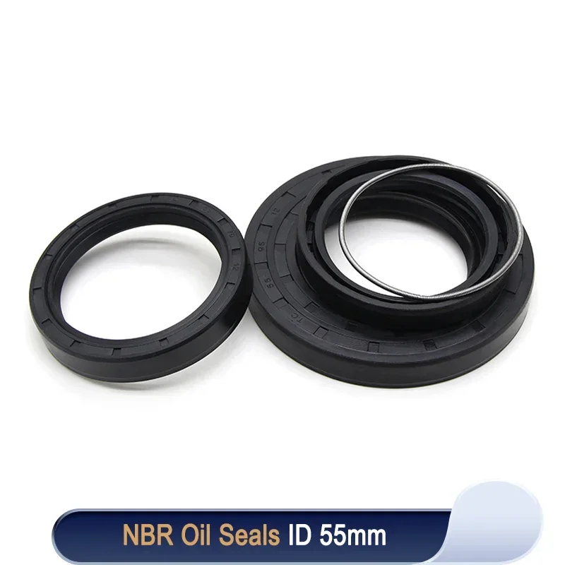 1pcs NBR Oil Seal ID 55mm TC-70/72/75/78/80/82/85/90/95/100/110*8/9/10/12mm Nitrile Rubber Shaft Double Lip Oil Seals Gasket