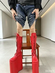 Super High Heel 30CM shank wrap boot wedge shoe mist top strap knee boot fast delivery 36-46