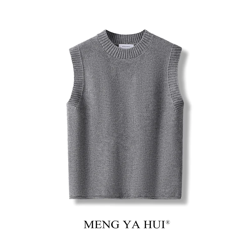 2025秋冬ニットベスト レディース カラーラウンドネック スリムセーターベスト アウター インナー ベースウェア イートベスト