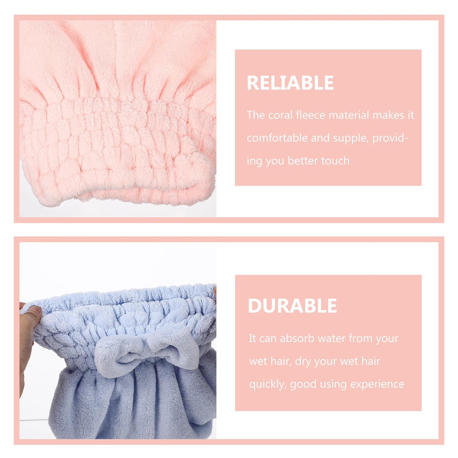 

2Pcs Coral Fleece Hair Drying Hat Bowknot Bath Absorbent Hair Wrap Quick Cap Coral Fleece Hair-Drying Hat