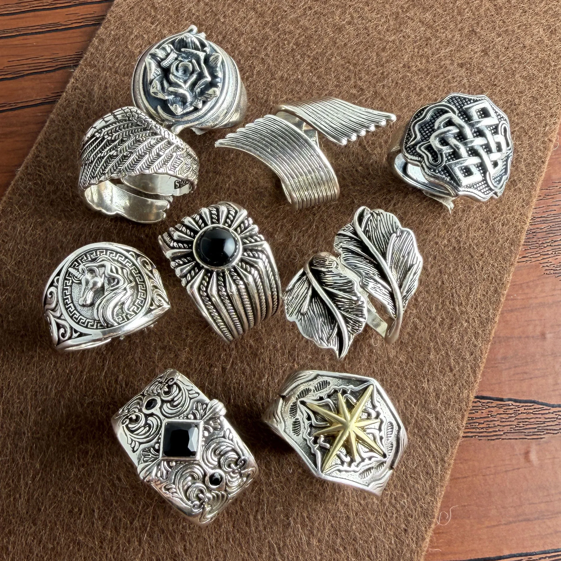 خواتم من الفضة الإسترليني عيار 925 للنساء مجوهرات رفيعة هندسية قابلة للتعديل على شكل ورقة شجر كلاسيكية كهدية لحفلات أعياد الميلاد #3